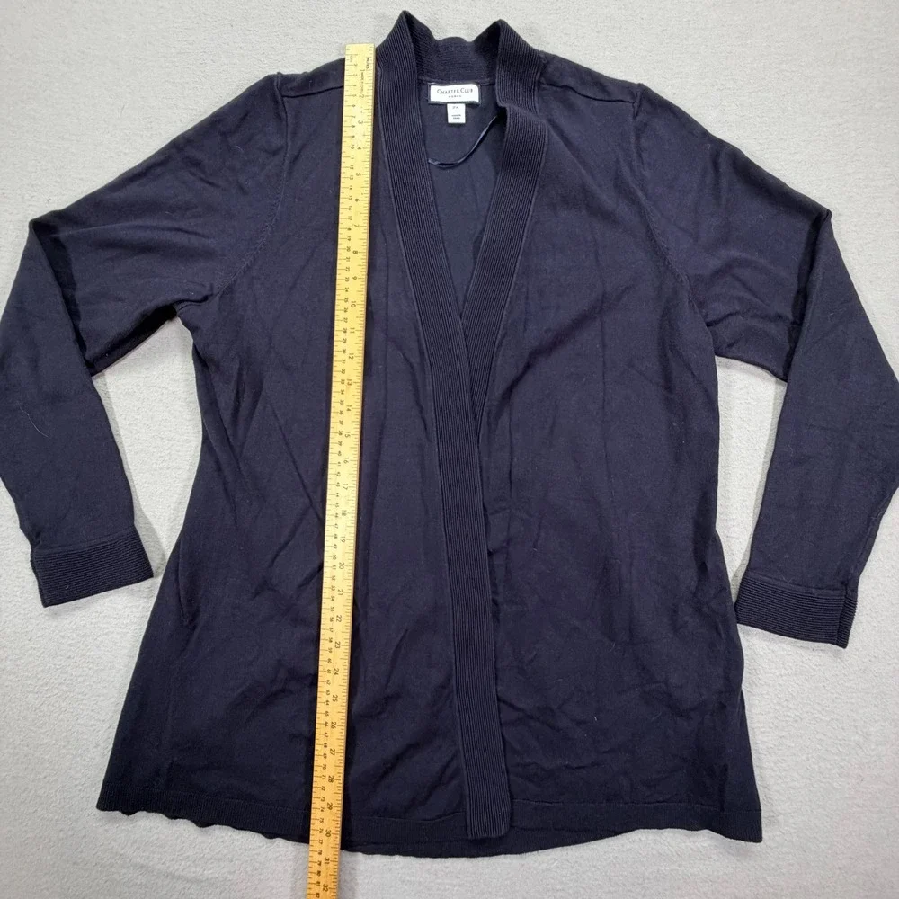 Charter Club Women Cardigan Regular Navy Blue Gold Button Cuffs 2X